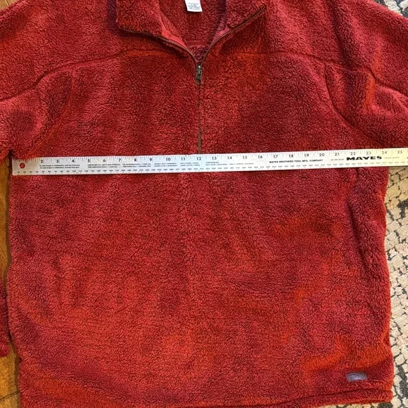 L.L. Bean Men's half Zip-Up Sherpa Fleece Sweater in Rich Coral / Rust XL‎ - Picture 9 of 12